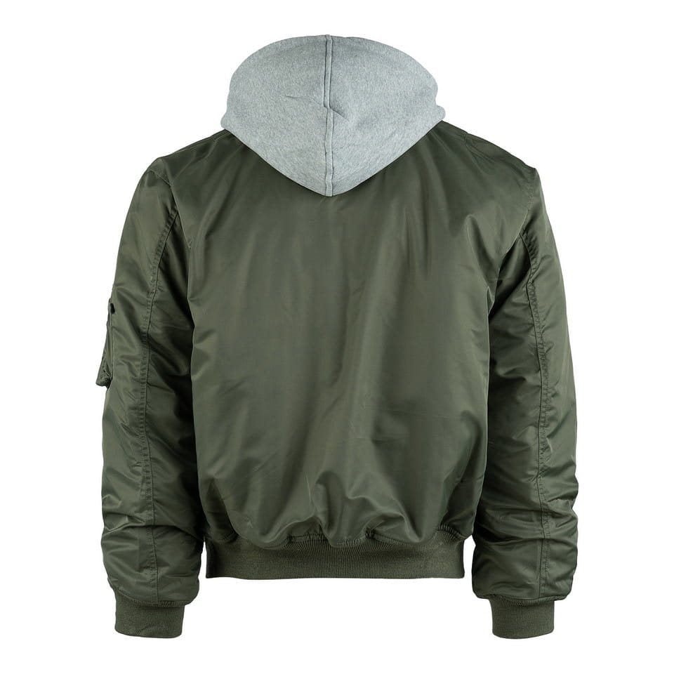 Chaqueta bomber MA1 con capucha ZEENÁ, exterior de nylon y cuello de algodón
