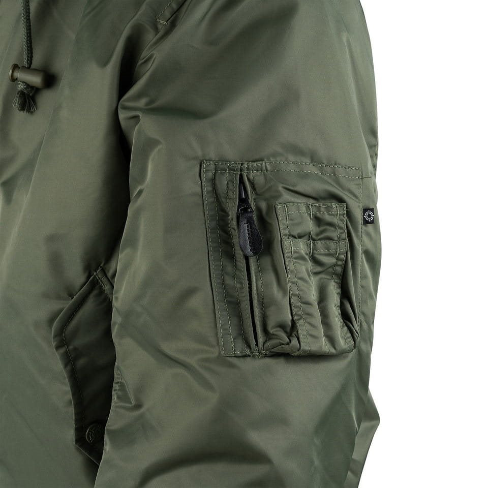 Chaqueta bomber MA1 con capucha ZEENÁ, exterior de nylon y cuello de algodón