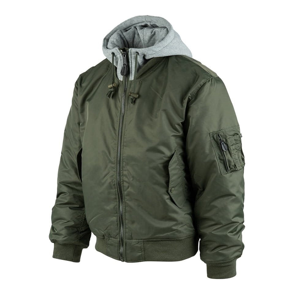 Chaqueta bomber MA1 con capucha ZEENÁ, exterior de nylon y cuello de algodón