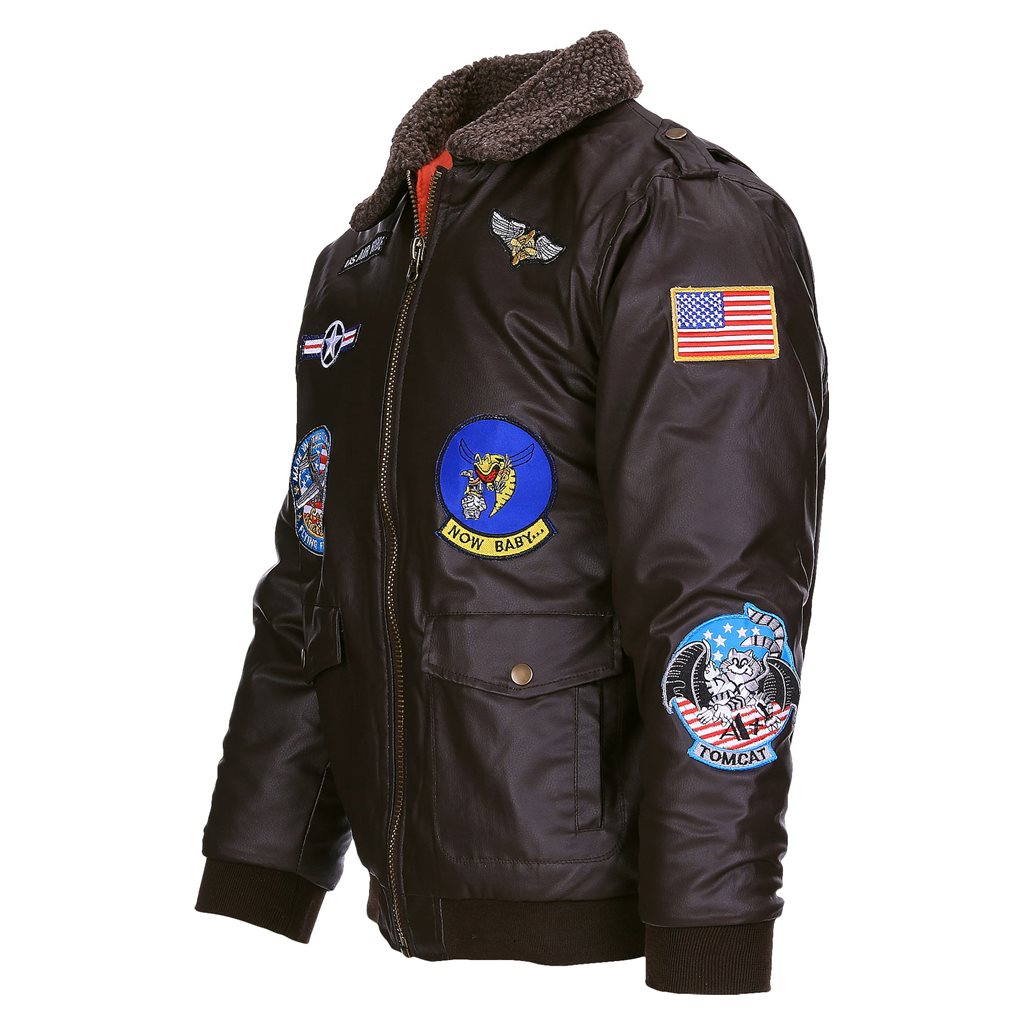 Chaqueta infantil FLIGHT con parches, cuello de imitación piel y bolsillos frontales