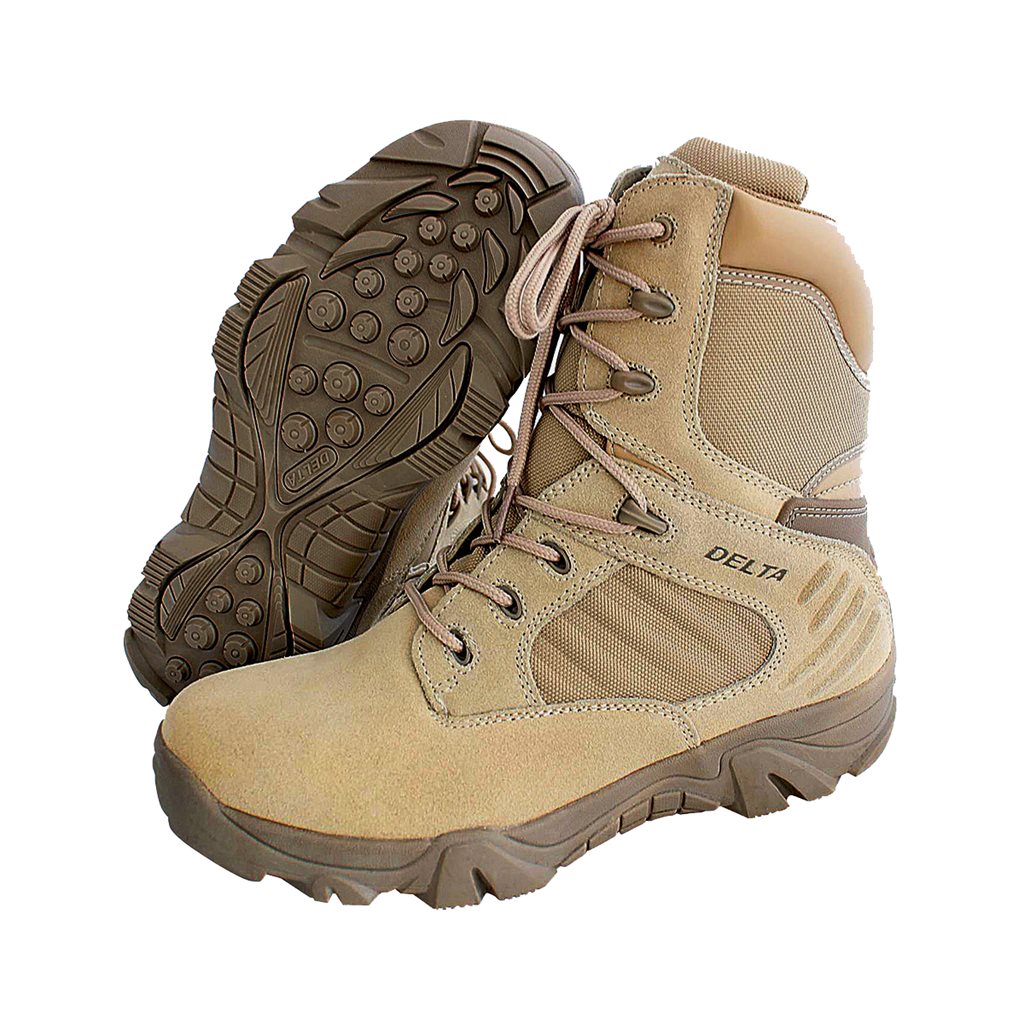 Botas tácticas Delta Force color arena, empeine de cuero y nylon, suela de goma antiestática y puntera y talón reforzados