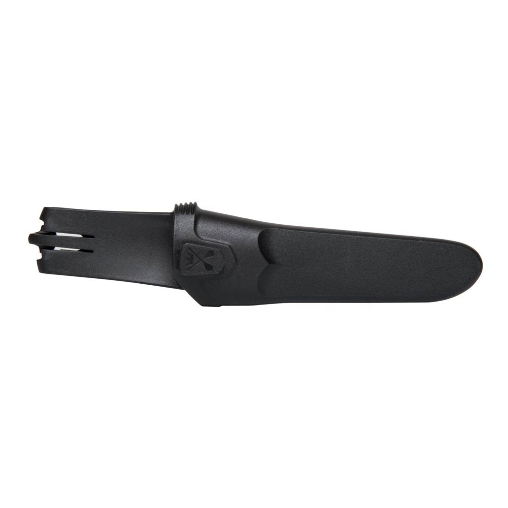 Cuchillo MORA ROPE con hoja de acero inoxidable y filo dentado, funda de plástico