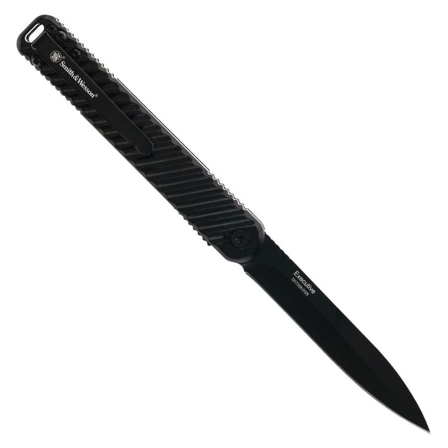 Navaja plegable EXECUTIVE negra con hoja lisa, EDC compacto