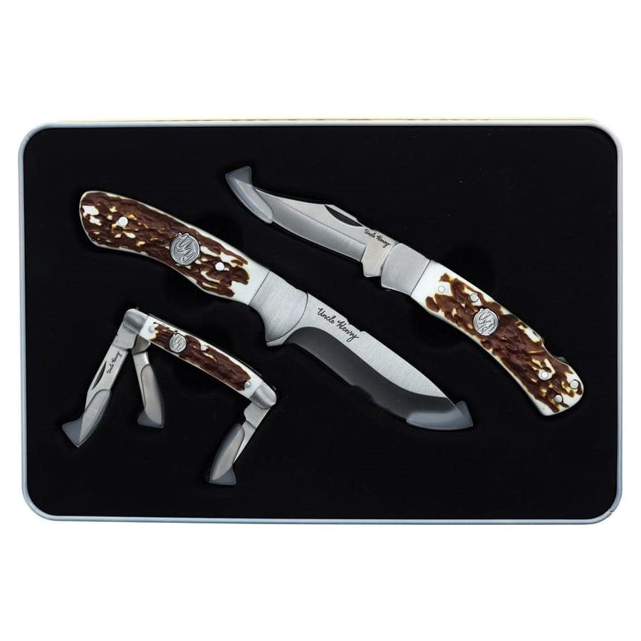 Set de 3 cuchillos UH2 en caja de regalo de acero inoxidable