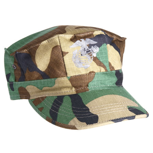 Gorra USMC rip-stop Woodland, réplica con logo impreso, 100% algodón (220g/qm)
