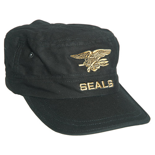 Gorra SEALS verde con emblema y texto bordado, estilo militar, talla ajustable con velcro
