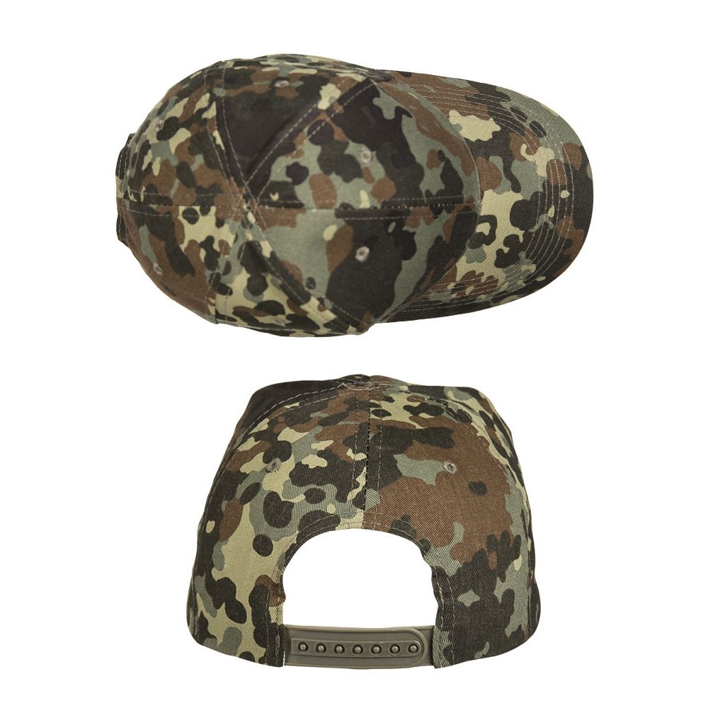 Gorra de béisbol en camuflaje Flecktarn, visera grande, algodón