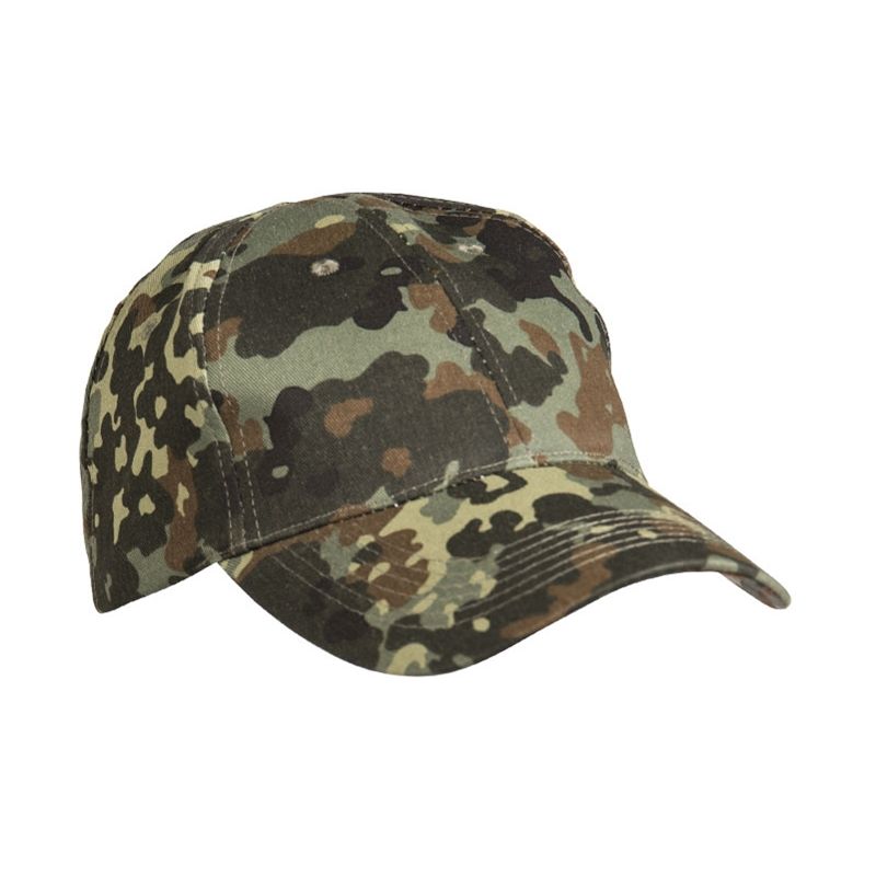 Gorra de béisbol de algodón con gran visera en camuflaje Flecktarn