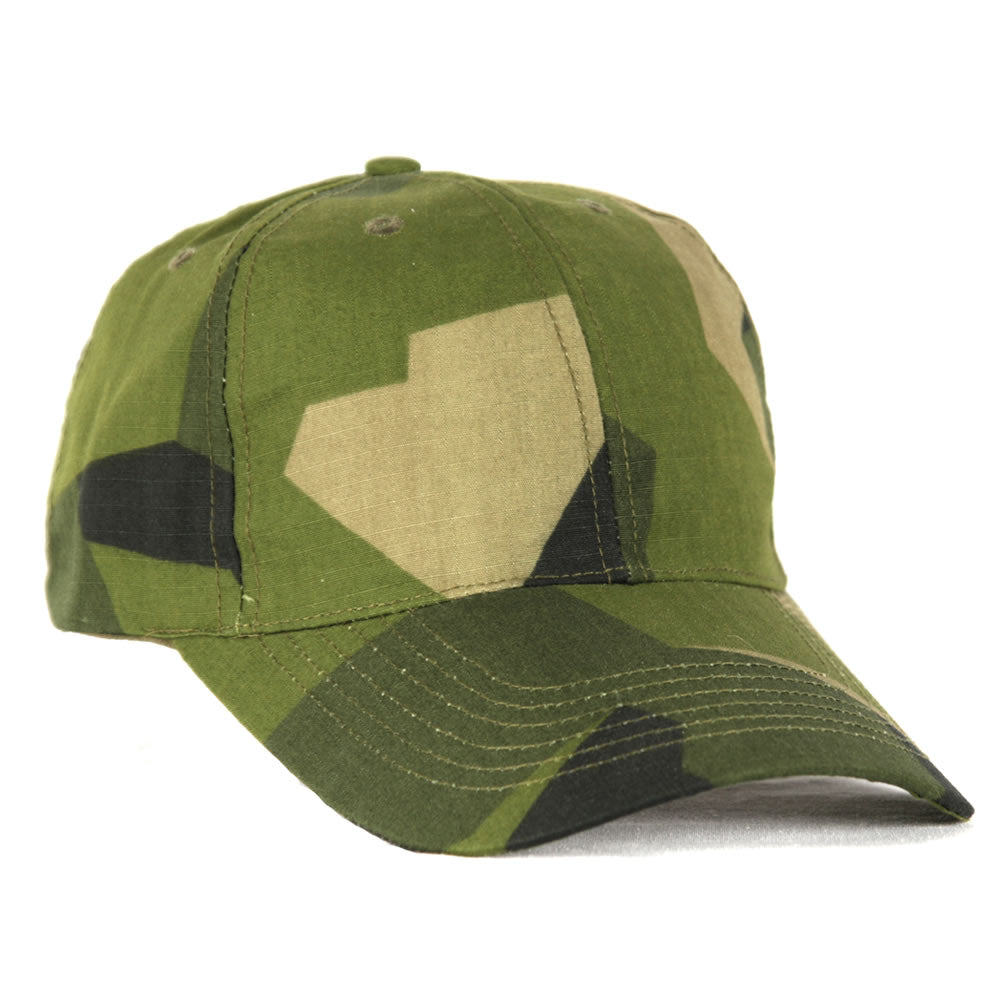 Gorra baseball camuflaje sueco con visera grande, tejido resistente y 100% algodón