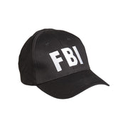 Gorra baseball negra con inscripción 'FBI', 100% algodón peinado, talla ajustable con cierre de plástico