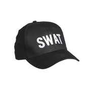 Gorra de béisbol negra con inscripción SWAT, cierre plástico ajustable, 100% algodón