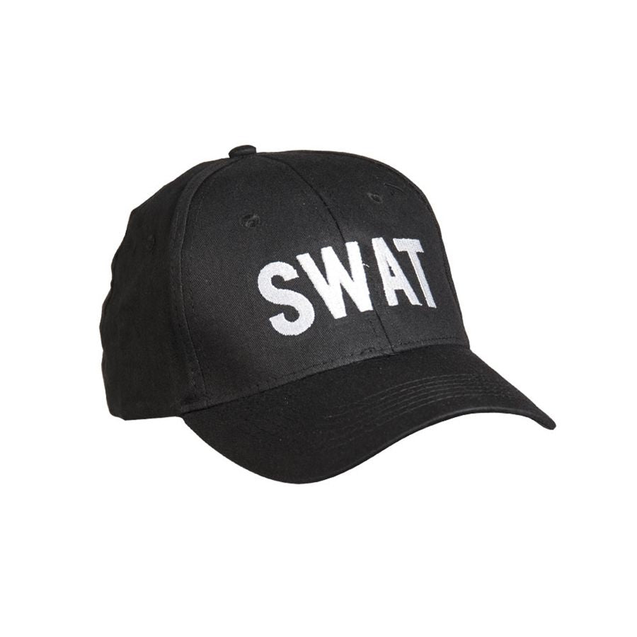 Gorra de béisbol negra con inscripción 'SWAT', 100% algodón