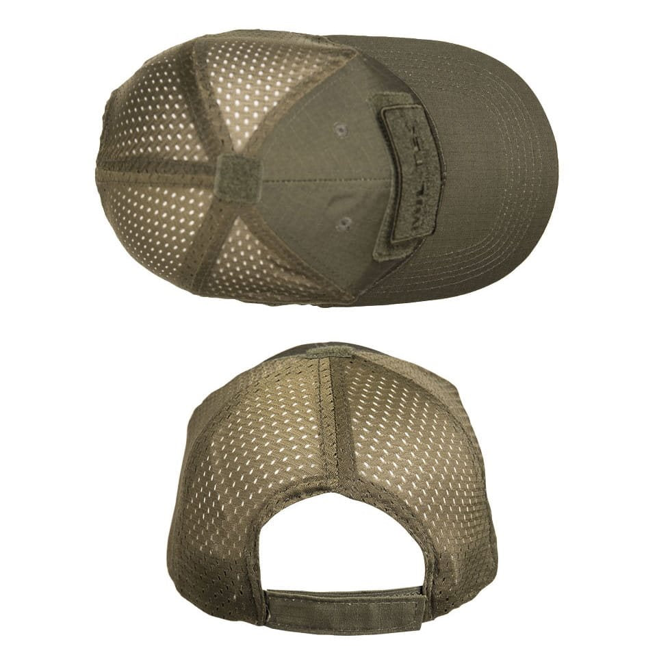 Gorra de béisbol con rejilla verde en rip-stop, visera ancha y paneles VELCRO