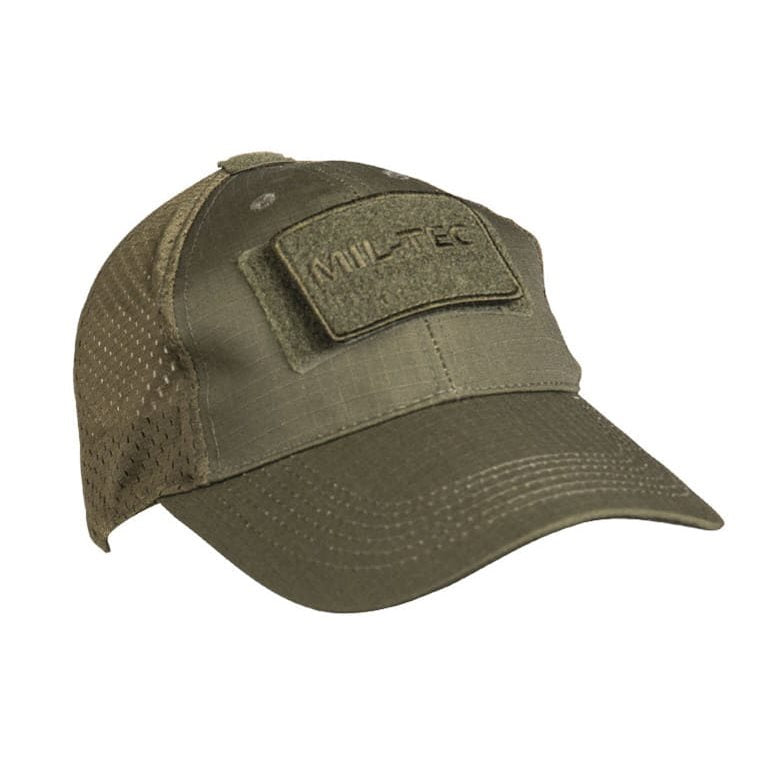 Gorra de béisbol con rejilla verde en rip-stop, visera ancha y paneles VELCRO
