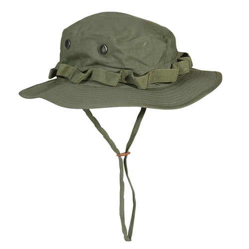 Sombrero Boonie US GI Rip-Stop verde con cinta, ojales y ala ondulada
