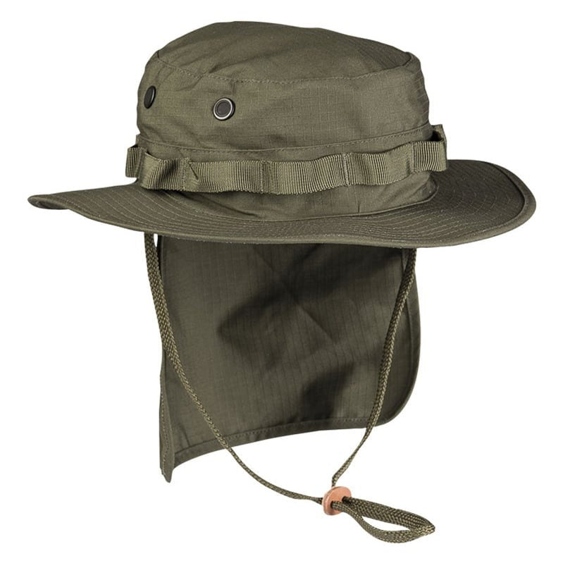 Sombrero JUNGLE rip-stop verde con protector trasero y ventilación con malla antiinsectos