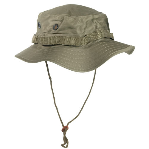 Sombrero US Boonie Hat Junge Zeený con visera ancha y banda con ojales para camuflaje