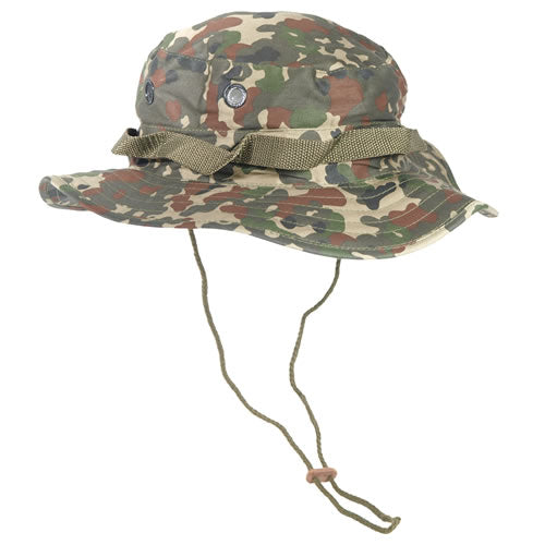 Sombrero US Junge Fecktarn boonie hat en camuflaje, ala ancha ondulada y cinta con ojales para camuflaje