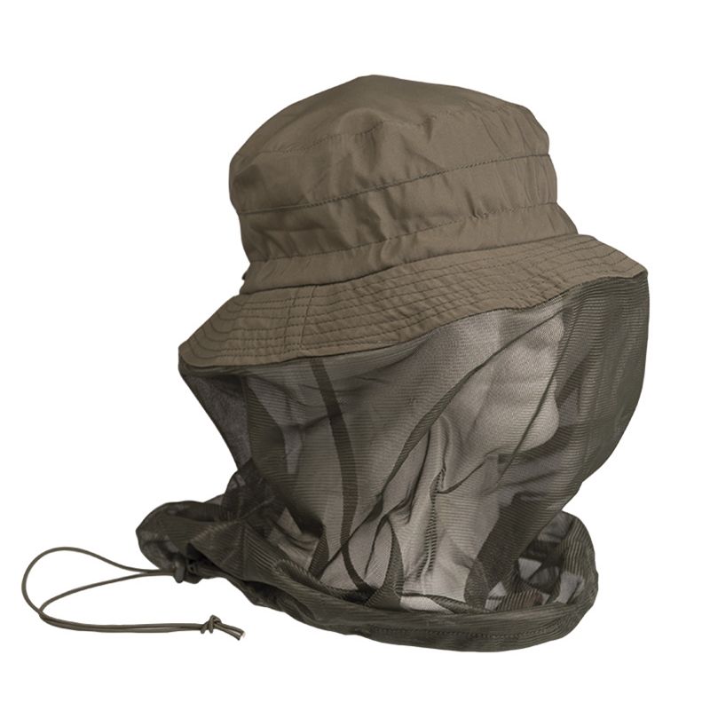 Sombrero plegable verde con mosquitera y funda compacta