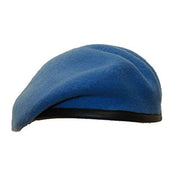 Boina de lana azul con borde de cuero, referencia 12401011