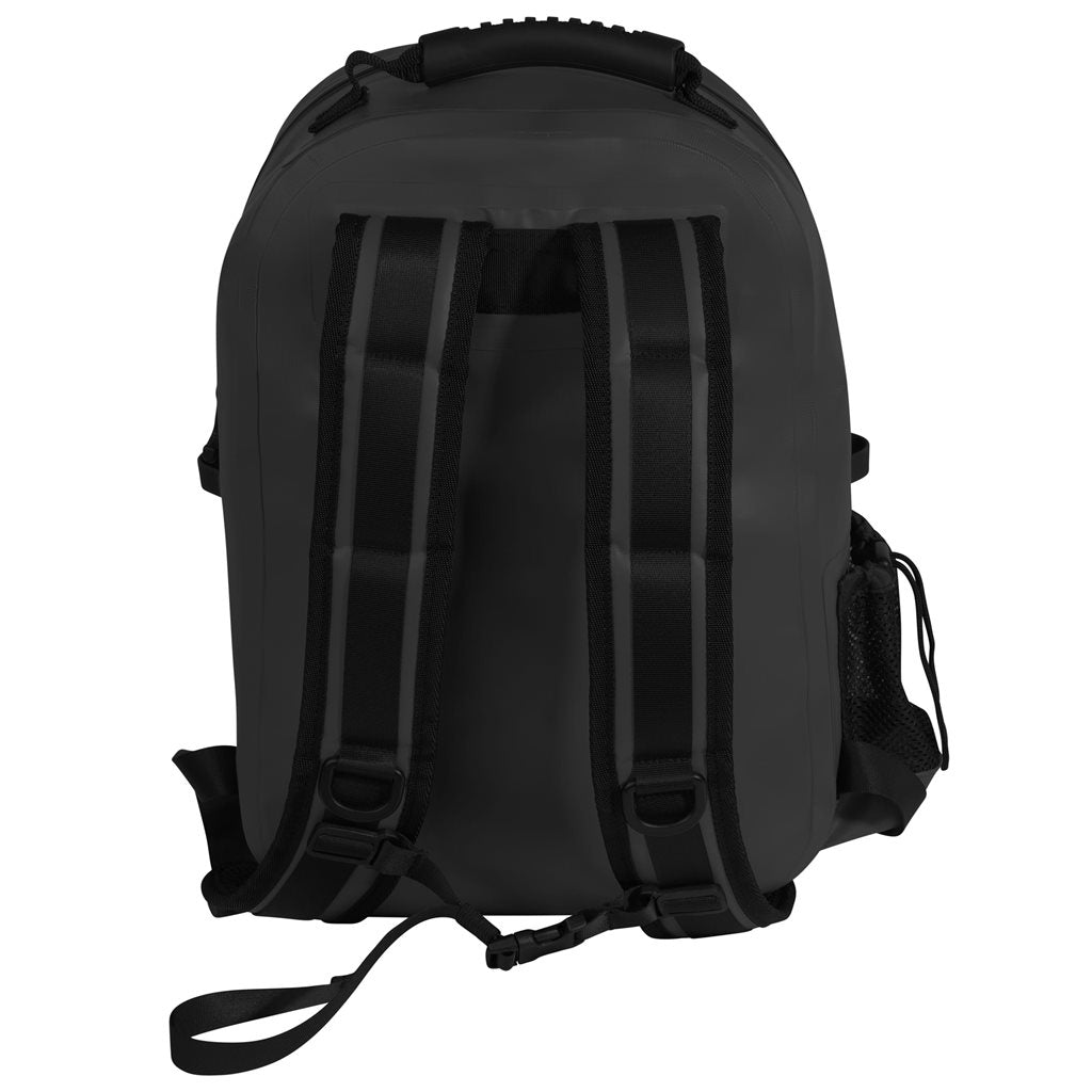 Mochila impermeable WAVEGUARD 16 litros negra hecha de lona vinílica de tres capas con cremalleras estancas