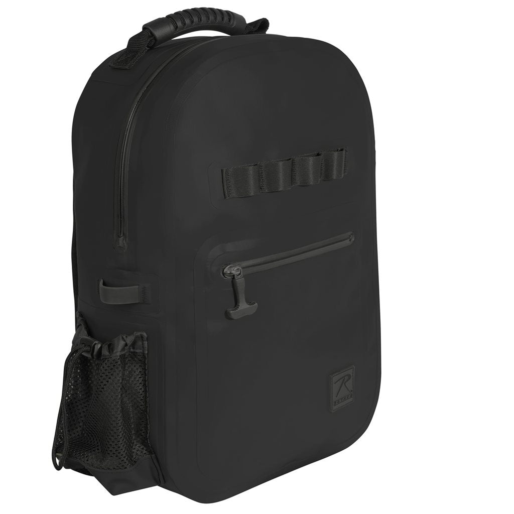 Mochila impermeable WAVEGUARD 16 litros negra hecha de lona vinílica de tres capas con cremalleras estancas