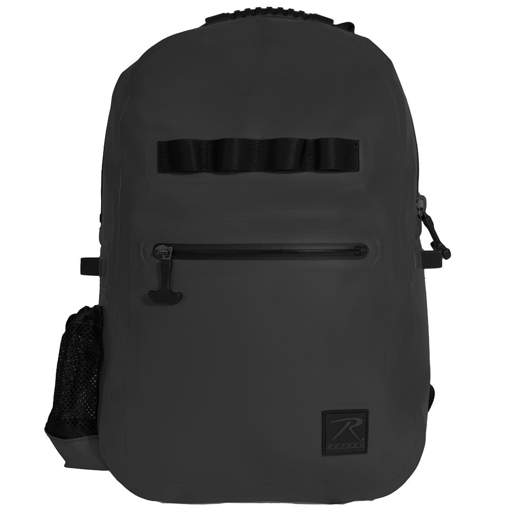 Mochila impermeable WAVEGUARD 16 litros negra hecha de lona vinílica de tres capas con cremalleras estancas