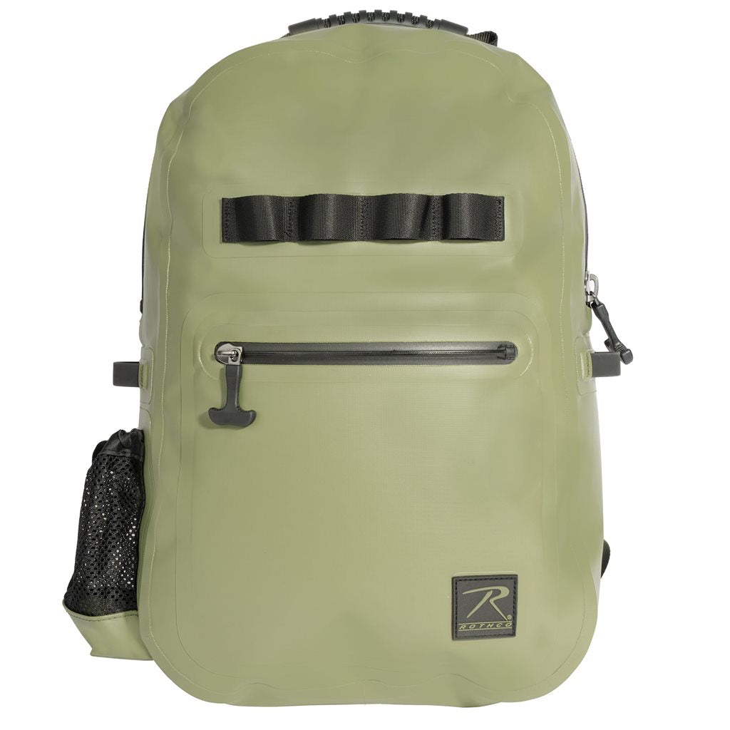 Mochila impermeable WAVEGUARD 16 litros negra hecha de lona vinílica de tres capas con cremalleras estancas