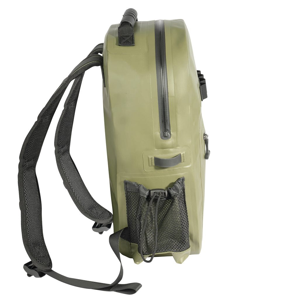 Mochila impermeable WAVEGUARD 16 litros negra hecha de lona vinílica de tres capas con cremalleras estancas