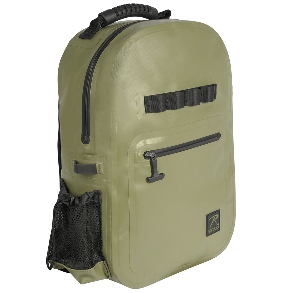 Mochila impermeable WAVEGUARD 16 litros negra hecha de lona vinílica de tres capas con cremalleras estancas