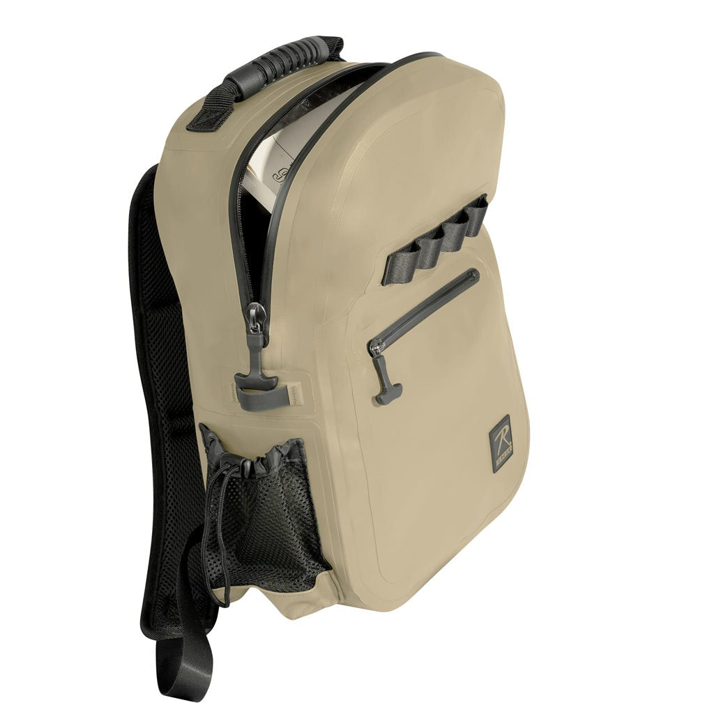 Mochila impermeable WAVEGUARD 16 litros negra hecha de lona vinílica de tres capas con cremalleras estancas