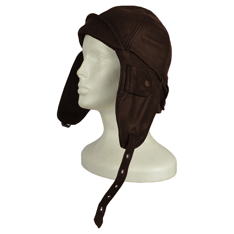 Gorro piloto de cuero FLY en piel de cabra con forro de algodón