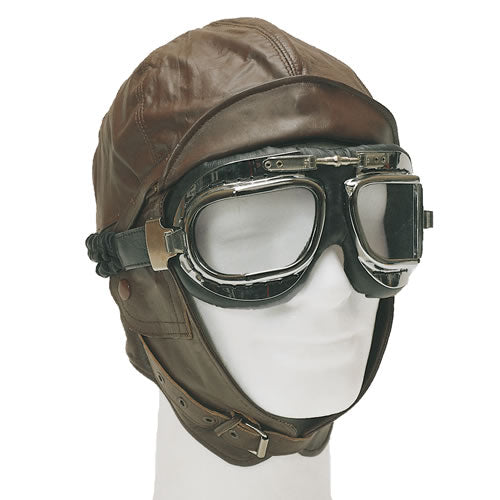 Gorro piloto de cuero FLY en piel de cabra con forro de algodón