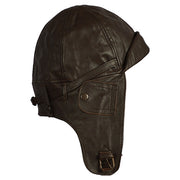 Gorro piloto de cuero FLY en piel de cabra con forro de algodón