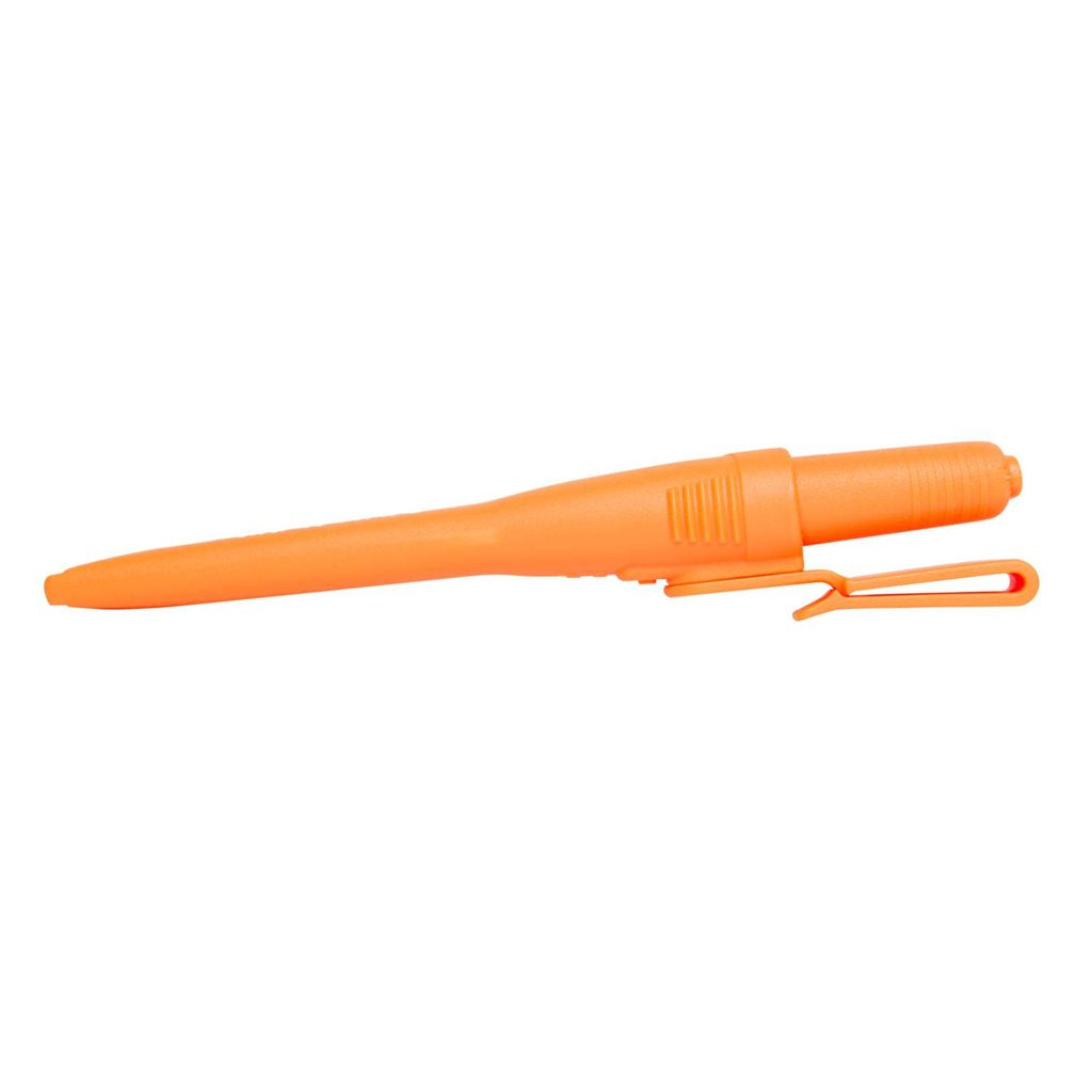 Cuchillo bushcraft naranja MORA con hoja acero Sandvik 12C27 y funda de plástico