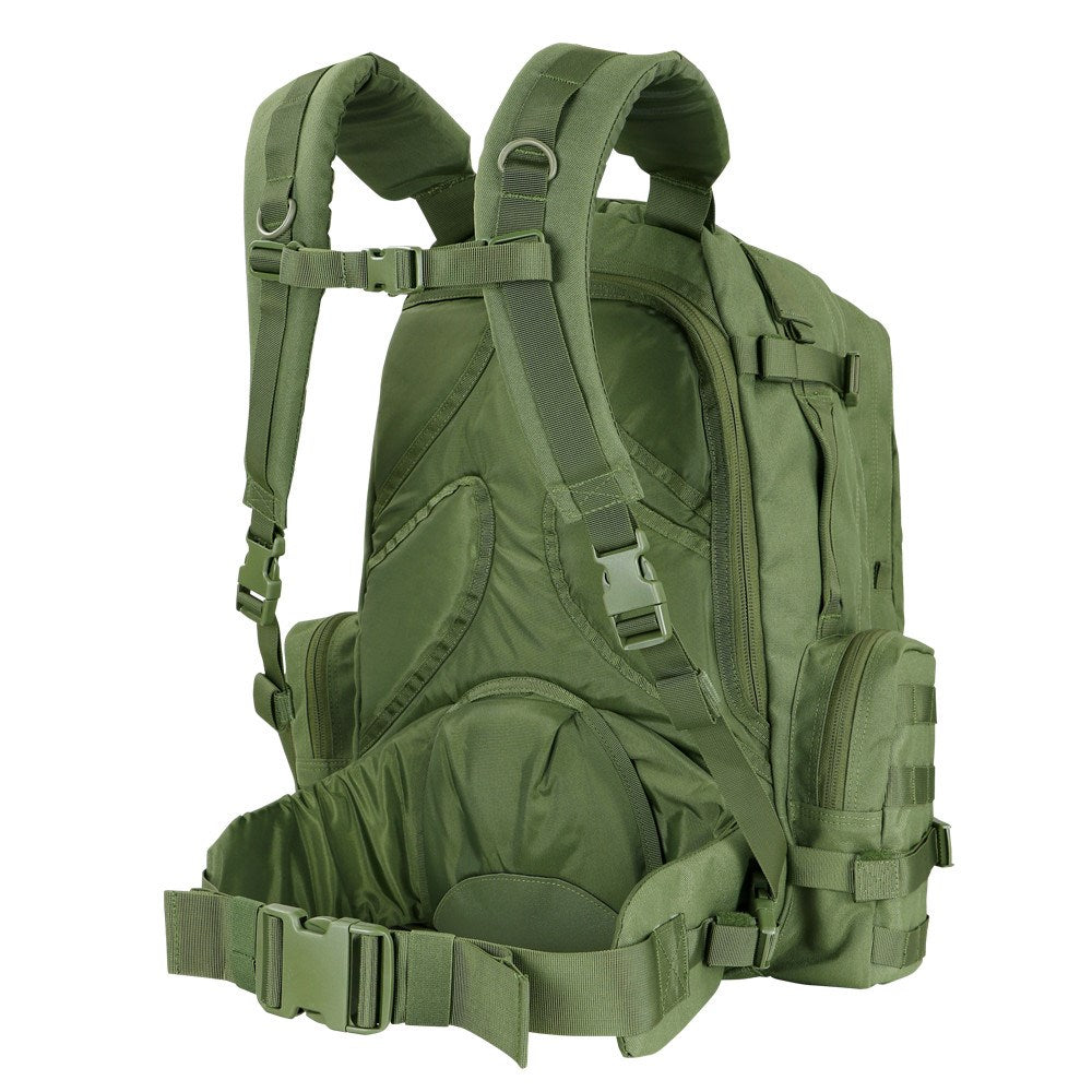 Mochila MOLLE 3-DAYS ASSAULT verde con correas acolchadas y sistema modular MOLLE