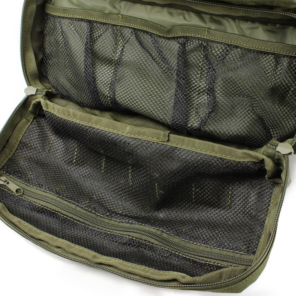 Mochila MOLLE 3-DAYS ASSAULT verde con correas acolchadas y sistema modular MOLLE