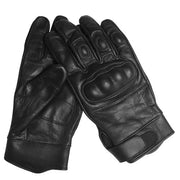 Guantes TACTICAL de cuero negros, protección de nudillos, forro 100% poliéster