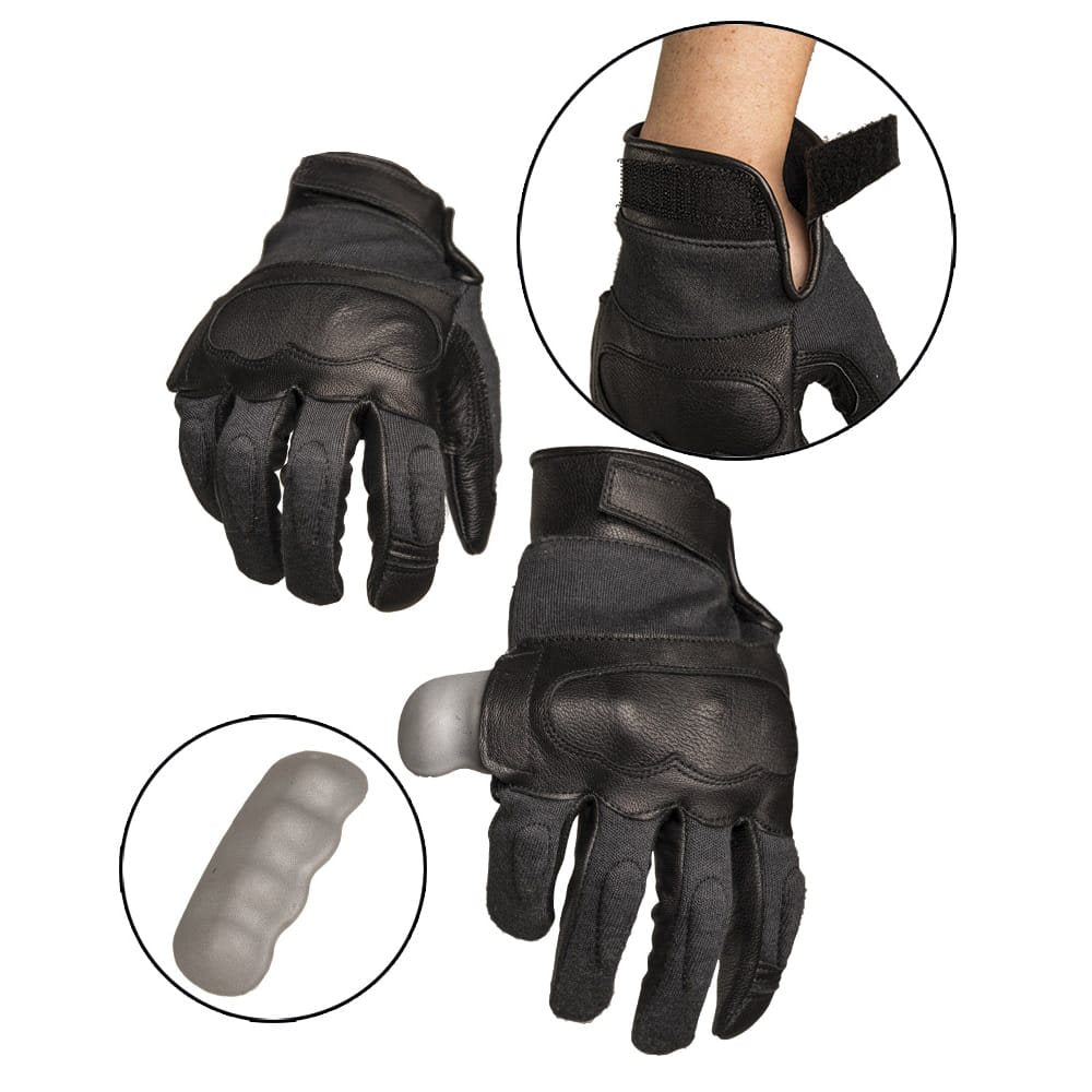 Guantes TACTICA de cuero y aramida en color negro