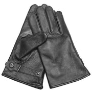 Par de guantes de cuero BW negros, copia modelo Bundeswehr, con correa ajustable y botón en la muñeca
