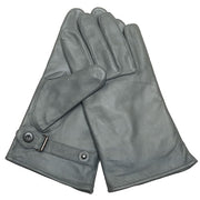Guantes BW de cuero gris, clásicos, ajustables con correa y botón en la muñeca (12506008)