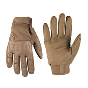 Guantes tácticos WARRIOR Dark Coyote, vista mostrando refuerzos y corte anatómico