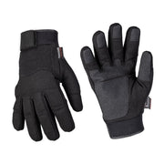 Vista frontal de guantes de invierno ARMY MIL-TEC negros con forro Thinsulate y superficie hidrófuga