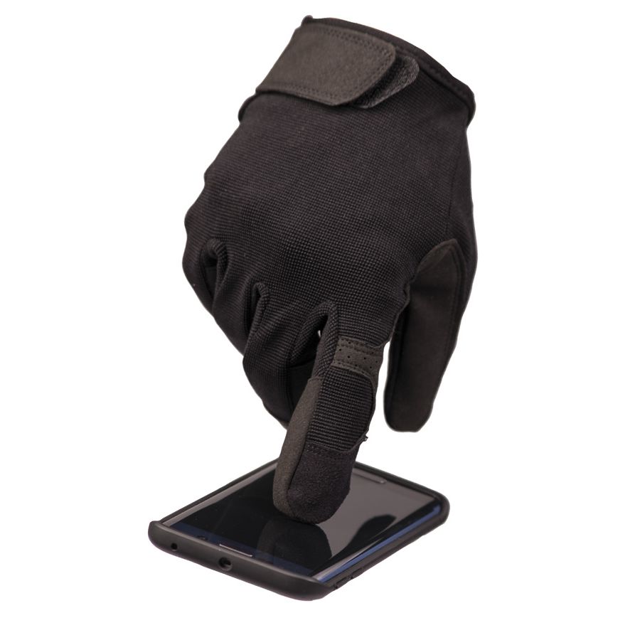 Guantes COMBAT TOUCH negros cortos y ligeros aptos para pantallas táctiles, material elástico y fino
