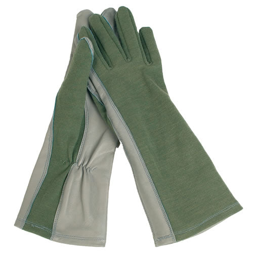 Guantes US Nomex verdes, vista frontal mostrando palma y dorso