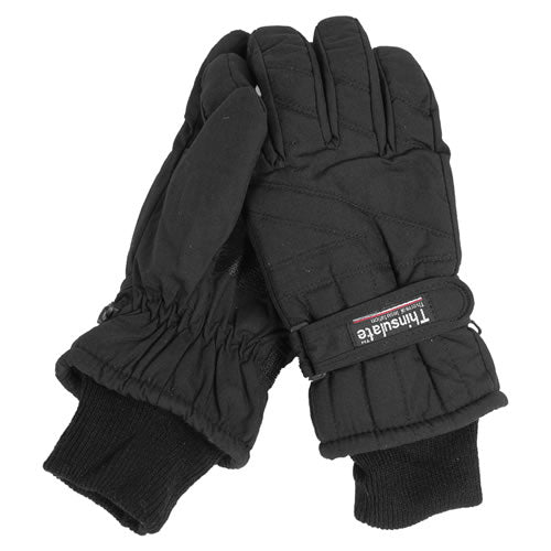 Guantes Thinsulate negros con dedos, cierre elástico y interior en PVC - modelo 12530002