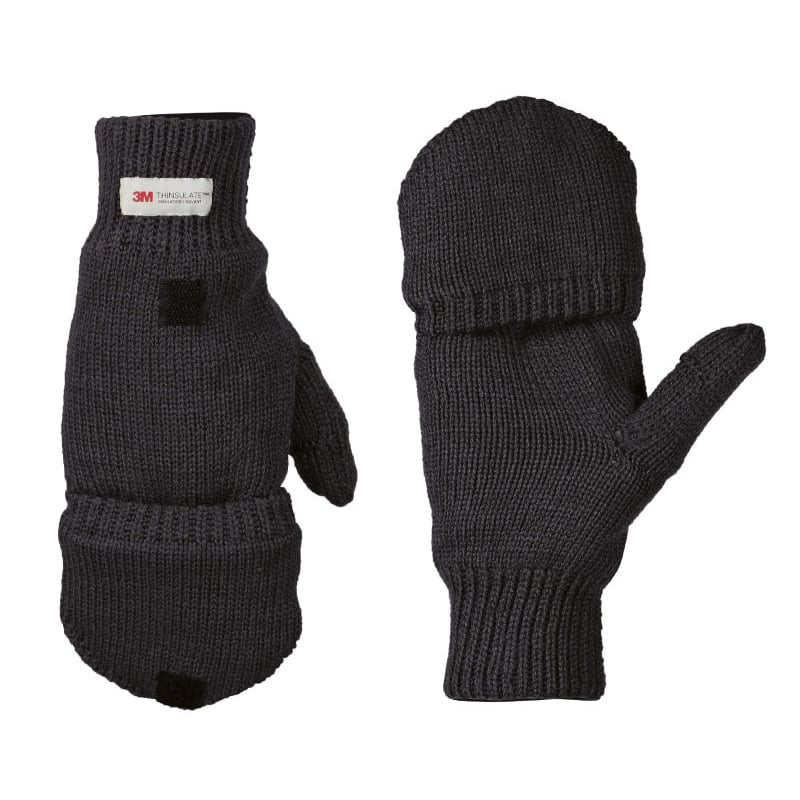 Guantes KAPP con solapa abatible y forro Thinsulate, color negro. Imagen del producto 12545002