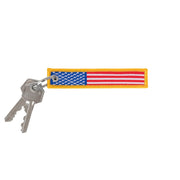 Llavero bandera USA colorido con borde amarillo y anilla metálica 12,7 x 2,5 cm