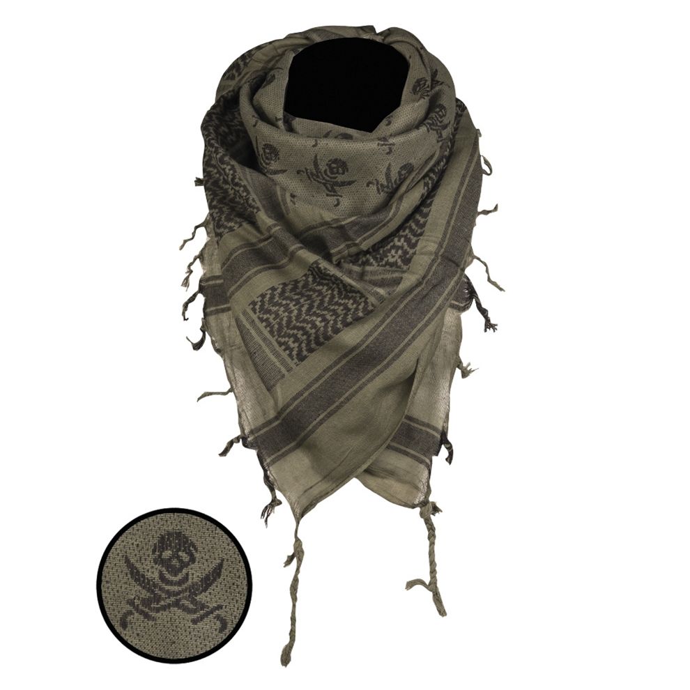 Pañuelo Shemagh calaveras verde y negro - 12609101