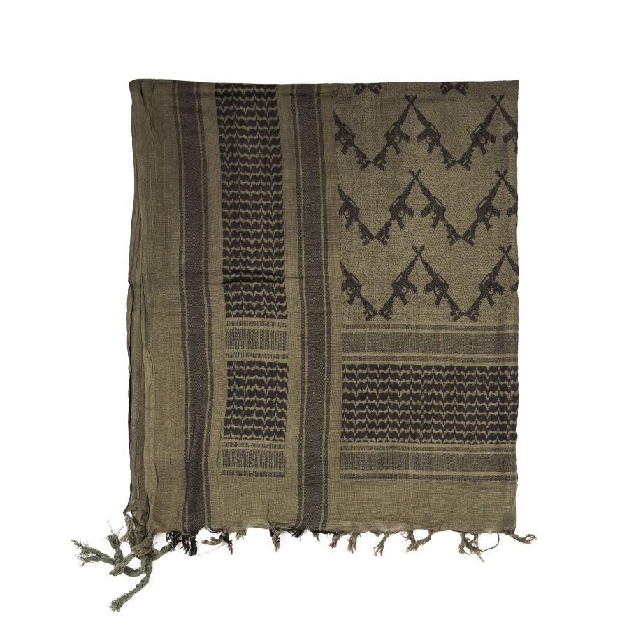 Pañuelo Shemagh de algodón verde y negro, estilo militar